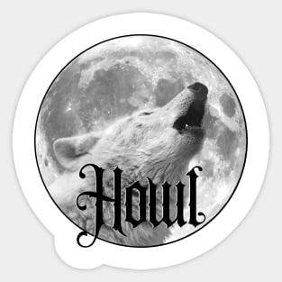 Howl, Moon With Wolf Howling Sticker